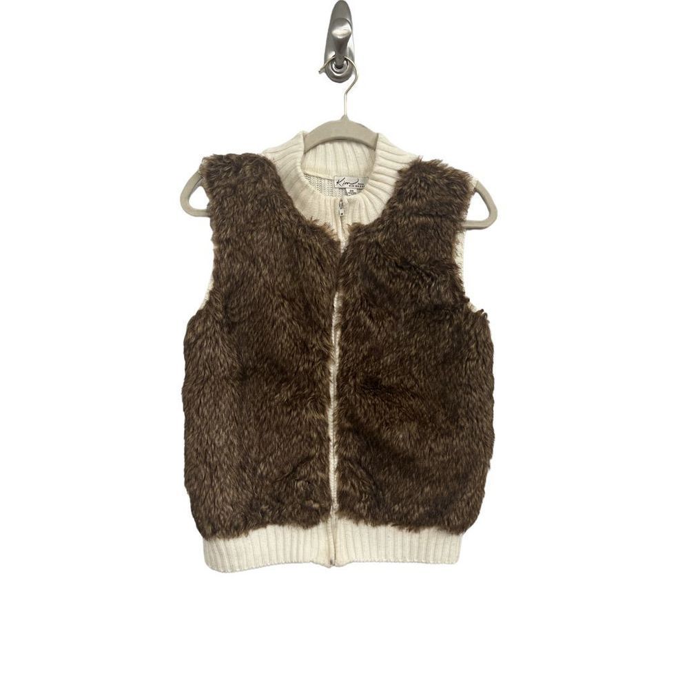Kim Rogers Faux Fur Vest Womens Petite SZ PM
